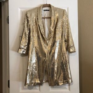Zara Gold Shimmer Blazer/Mini Dress size small